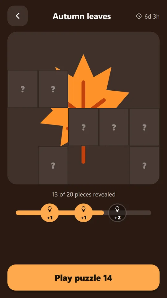 An event screen revealing a picture piece by piece